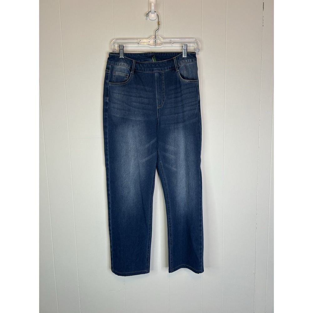 Halara Women's Medium Petite Pull On Straight Legs Jeans Blue 149